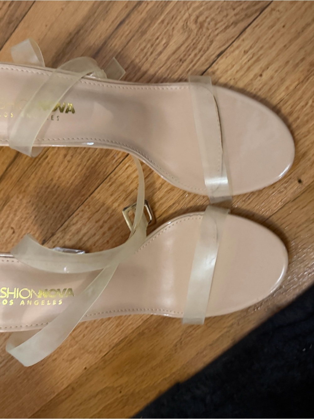 Fashion Nova Nude Clear-Strap Heeled Sandals